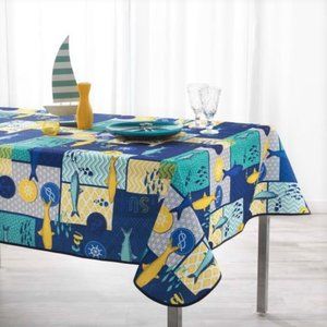 60" SQUARE LAGOON MARIN BLUE PROVENCE TABLECLOTH